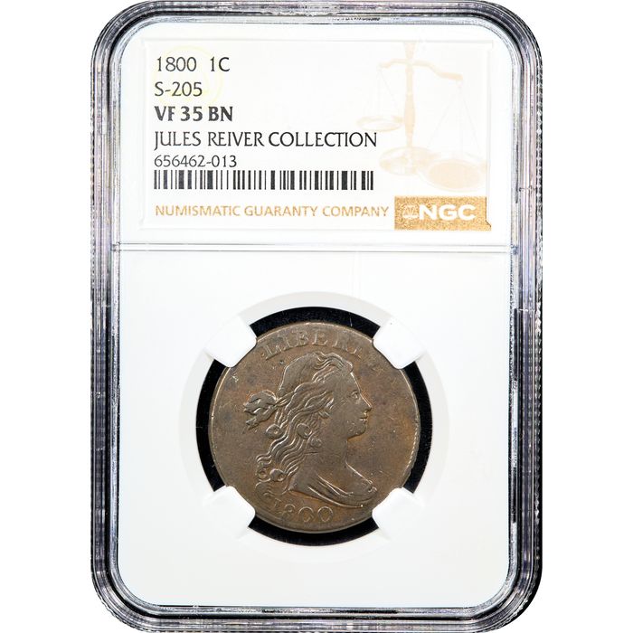 1800 Draped Bust Large Cent (1c) S-205 Obverse Slab Image