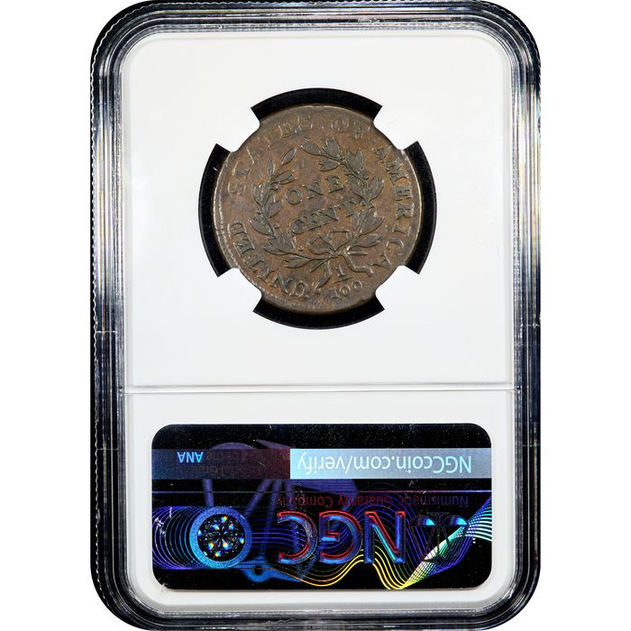1800 Draped Bust Large Cent (1c) S-205 Reverse Slab Image