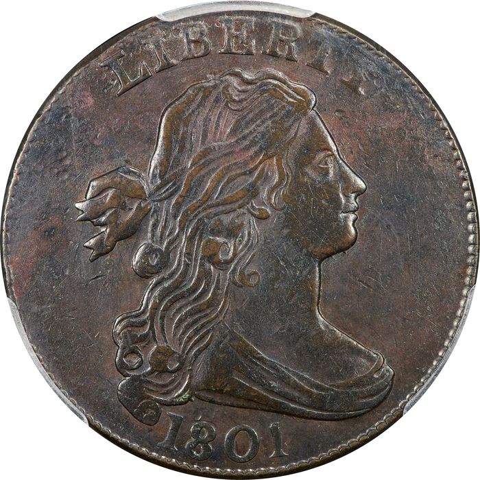 1801 Draped Bust Large Cent (1c) 3 Errors Reverse Obverse Image