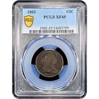 1803 Draped Bust Half Cent (1/2c) Obverse Slab Image