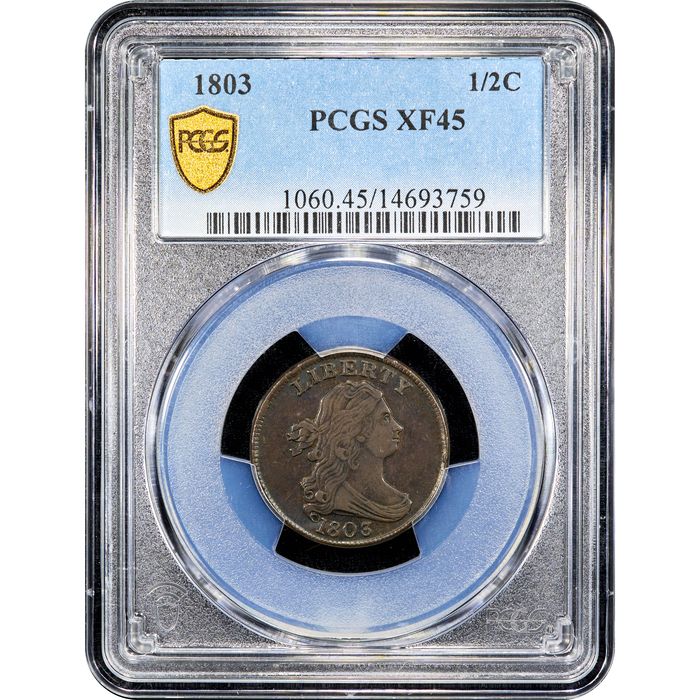 1803 Draped Bust Half Cent (1/2c) Obverse Slab Image