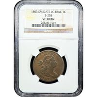 1803 Draped Bust Large Cent (1c) Small Date Large Fraction Obverse Slab Image
