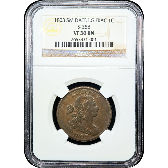 1803 Draped Bust Large Cent (1c) Small Date Large Fraction Obverse Slab Image