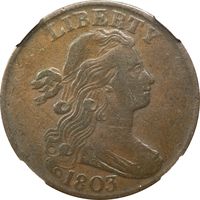 1803 Draped Bust Large Cent (1c) Small Date Large Fraction Obverse Image