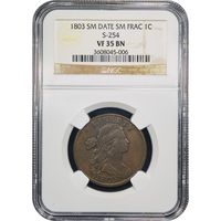 1803 Draped Bust Large Cent (1c) Small Date Small Fraction S-254 Obverse Image