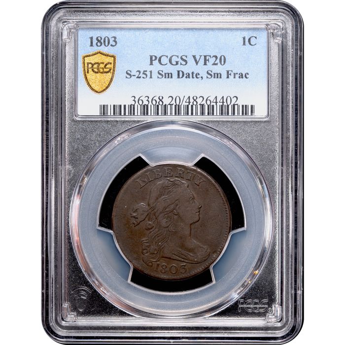 1803 Draped Bust Large Center (1c) Small Date Small Fraction Obverse Slab Image