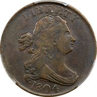 1804 Draped Bust Half Cent (1/2c) Plain 4 No Stems Photo 3