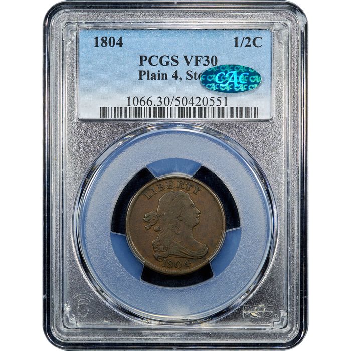 1804 Draped Bust Half Cent (1/2c)  Plain 4 Stems Obverse Image