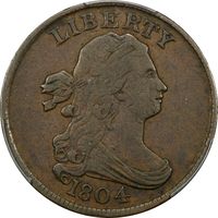 1804 Draped Bust Half Cent (1/2c)  Plain 4 Stems Photo 3