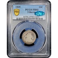 1805 Draped Bust Dime (10c) 5 Berries Obverse Slab Image