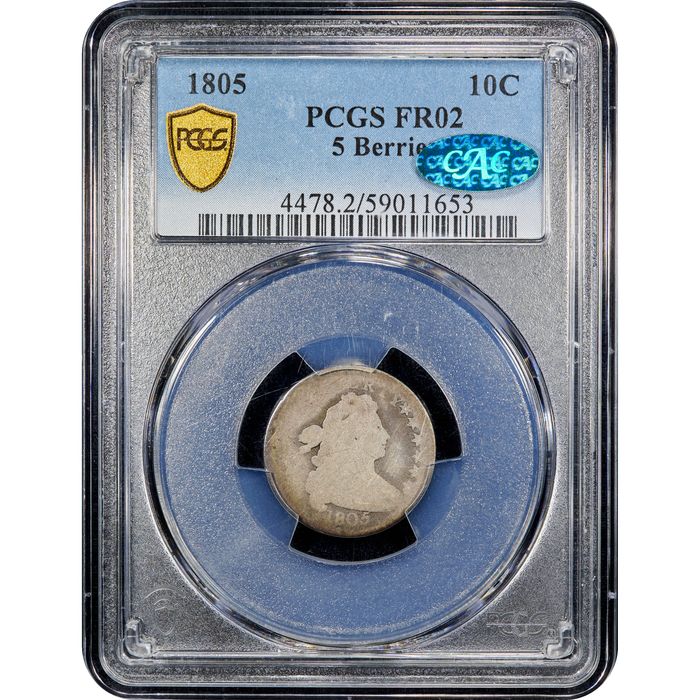 1805 Draped Bust Dime (10c) 5 Berries Obverse Slab Image