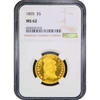 1805 Draped Bust Gold Half Eagle ($5) Obverse Slab Image