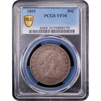 1805 Draped Bust Half Dollar (50c) Obverse Slab Image