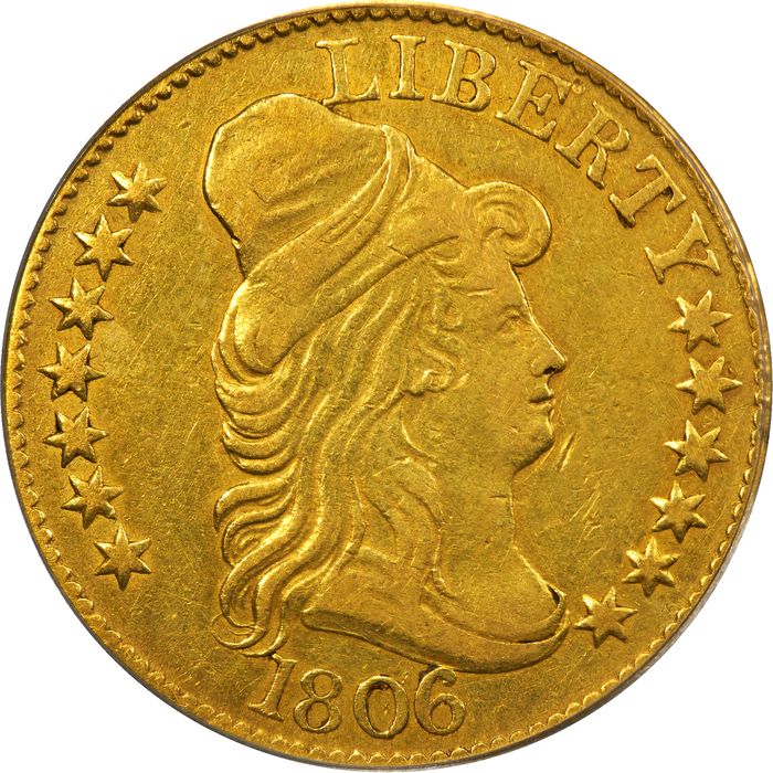 1806 Draped Bust Gold Half Eagle ($5) Knobbed 6, 7x6 Stars Photo 3