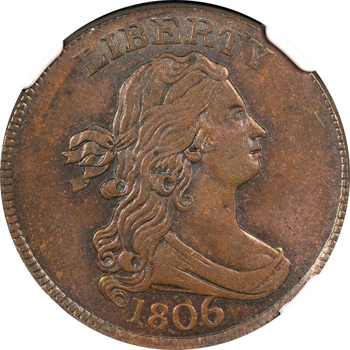 1806 Draped Bust Half Cent (1/2c) Large 6 Stems Obverse Image