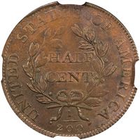 1806 Draped Bust Half Cent (1/2c) Large 6 Stems Reverse Image