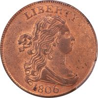1806 Draped Bust Half Cent (1/2c) Large 6, Stems Photo 3