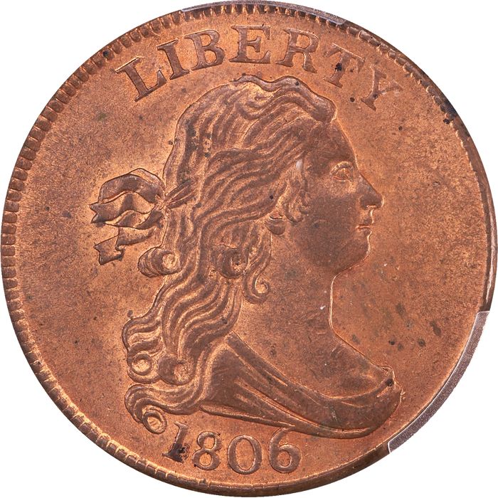 1806 Draped Bust Half Cent (1/2c) Large 6, Stems Photo 3