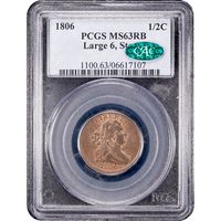 1806 Draped Bust Half Cent (1/2c) Obverse Slab Image