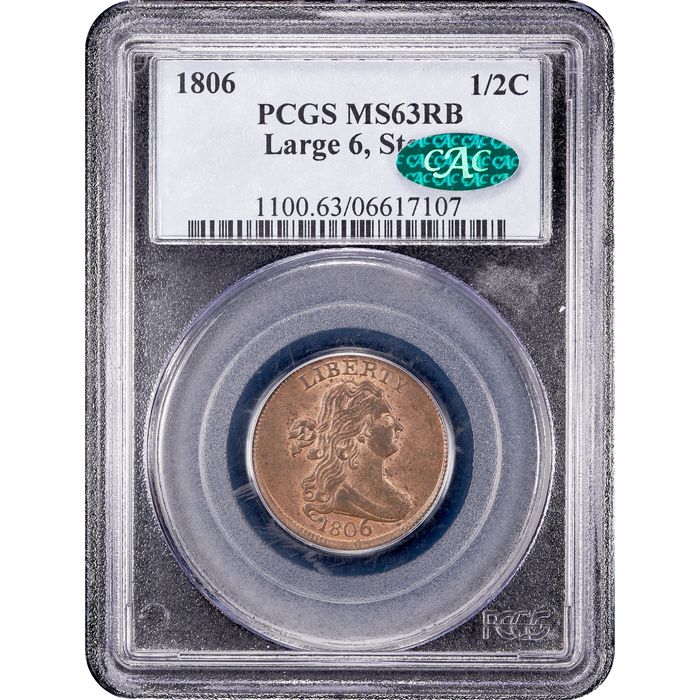 1806 Draped Bust Half Cent (1/2c) Obverse Slab Image
