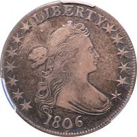 1806 Draped Bust Half Dollar (50c) Point 6 No Stem Photo 3