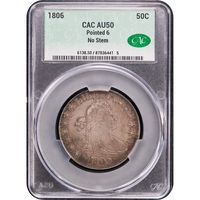 1806 Draped Bust Half Dollar (50c) Pointed 6 No Stem Obverse Slab Image