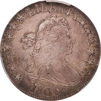 1806 Draped Bust Half Dollar (50c) Pointed 6 No Stem Obverse Image