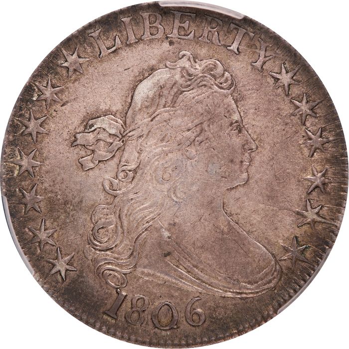 1806 Draped Bust Half Dollar (50c) Pointed 6 No Stem Obverse Image