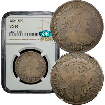 1806 Draped Bust Half Dollar (50c) Pointed 6, Stem Composite Image