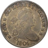 1806 Draped Bust Half Dollar (50c) Pointed 6, Stem Photo 3