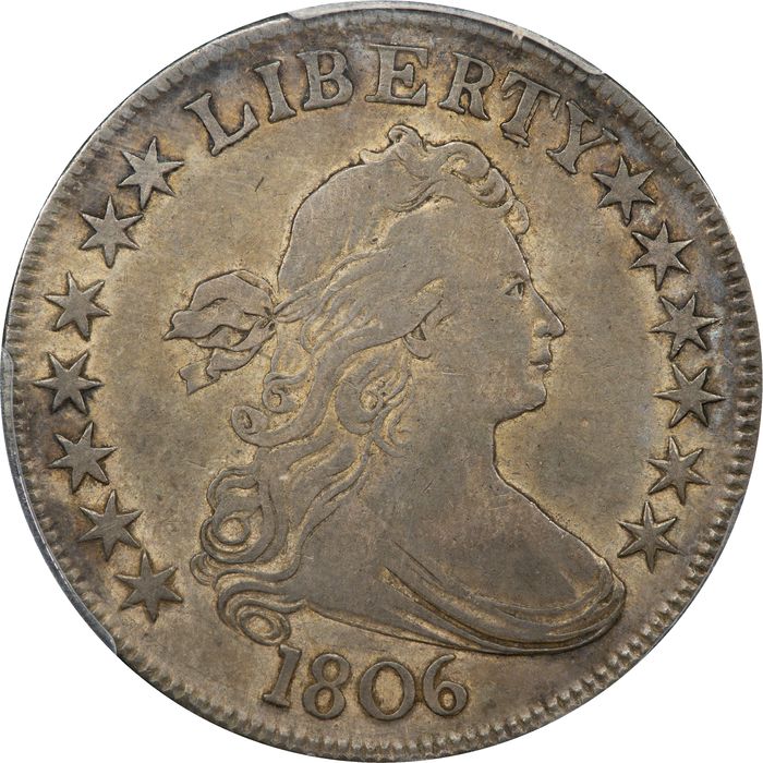 1806 Draped Bust Half Dollar (50c) Pointed 6, Stem Photo 3