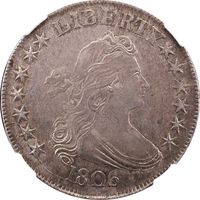 1806 Pointed 6 Stem Draped Bust Half Dollar (50c) O-116 Photo 3