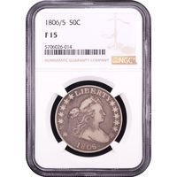 1806/5 Large Stars Draped Bust Half Dollar (50c) Obverse Slab Image