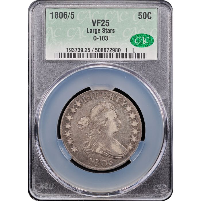 1806/5 Large Stars Draped Bust Half Dollar (50c) Overton 103 Obverse Slab Image