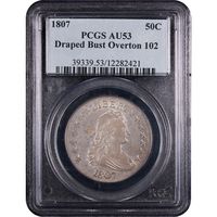 1807 Draped Bust Half Dollar (50c) Overton 102 Obverse Slab Image