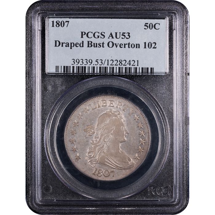 1807 Draped Bust Half Dollar (50c) Overton 102 Obverse Slab Image