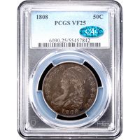 1808 Capped Bust Half Dollar (50c) O-107a Obverse Slab Image