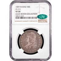 1809 Capped Bust Half Dollar (50c) III Edge Obverse Slab Image