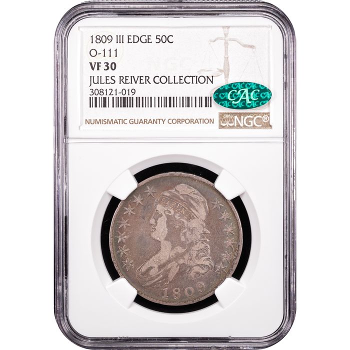 1809 Capped Bust Half Dollar (50c) III Edge Obverse Slab Image