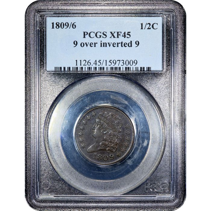 1809/6 Classic Head Half Cent (1/2c) 9 Over Inverted 9 Obverse Image