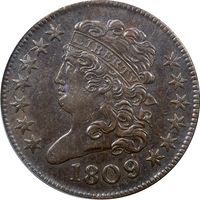 1809/6 Classic Head Half Cent (1/2c) 9 Over Inverted 9 Photo 3