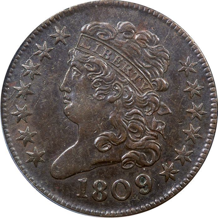 1809/6 Classic Head Half Cent (1/2c) 9 Over Inverted 9 Photo 3