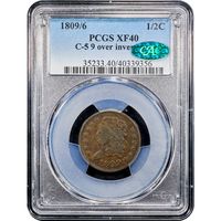 1809/6 Classic Head Half Cent (1/2c) C-5 9 Over Inverted 9 Obverse Slab Image