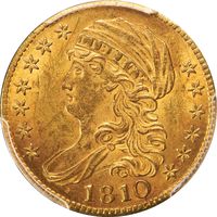 1810 Capped Bust Gold Half Eagle ($5) Large Date, Large 5 Photo 3