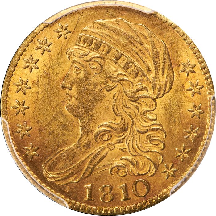 1810 Capped Bust Gold Half Eagle ($5) Large Date, Large 5 Photo 3