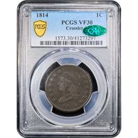 1814 Classic Head Large Cent (1c) Crosslet 4 S-294 Obverse Slab Image