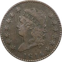1814 Classic Head Large Cent (1c) Crosslet 4 S-294 Obverse Image