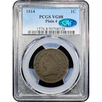 1814 Classic Head Large Cent (1c) Plain 4 Obverse Slab Image