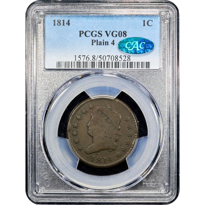 1814 Classic Head Large Cent (1c) Plain 4 Obverse Slab Image