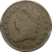 1814 Classic Head Large Cent (1c) Plain 4 Obverse Image